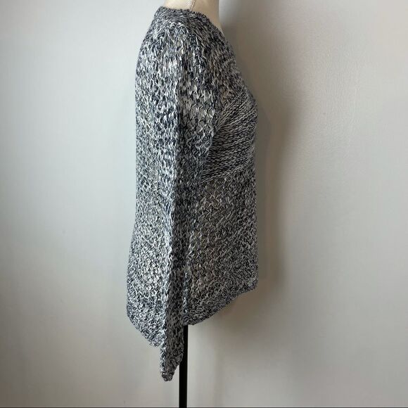 Blue & White Glitter Loose Knitted Pullover Crew Neck Long Sleeve Sweater size S - Picture 8 of 12